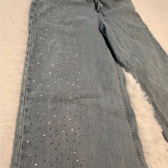 Gray Boot-Cut Jeans with Rhinestone Accent - Picture 2 of 5